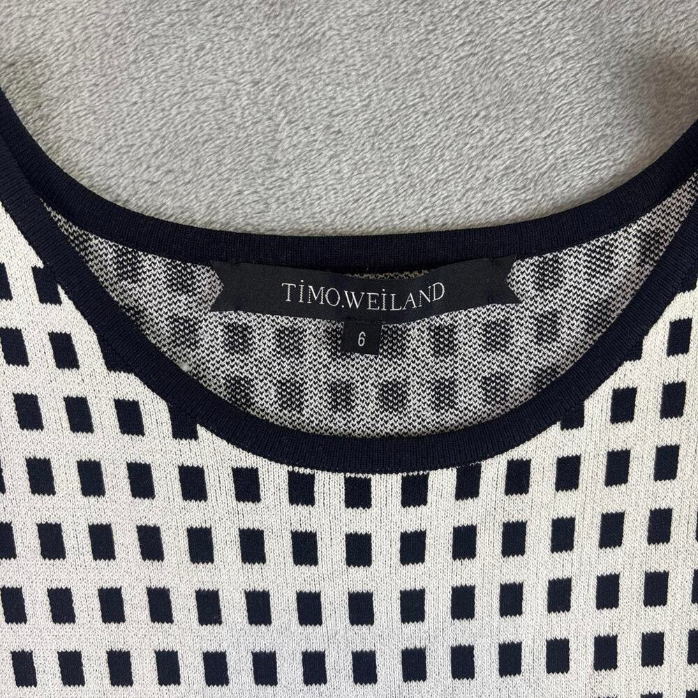 Timo Weiland Checkered Knit Dress Womens Sz 6 Black White Fit Flare Sleeveless - Picture 3 of 7
